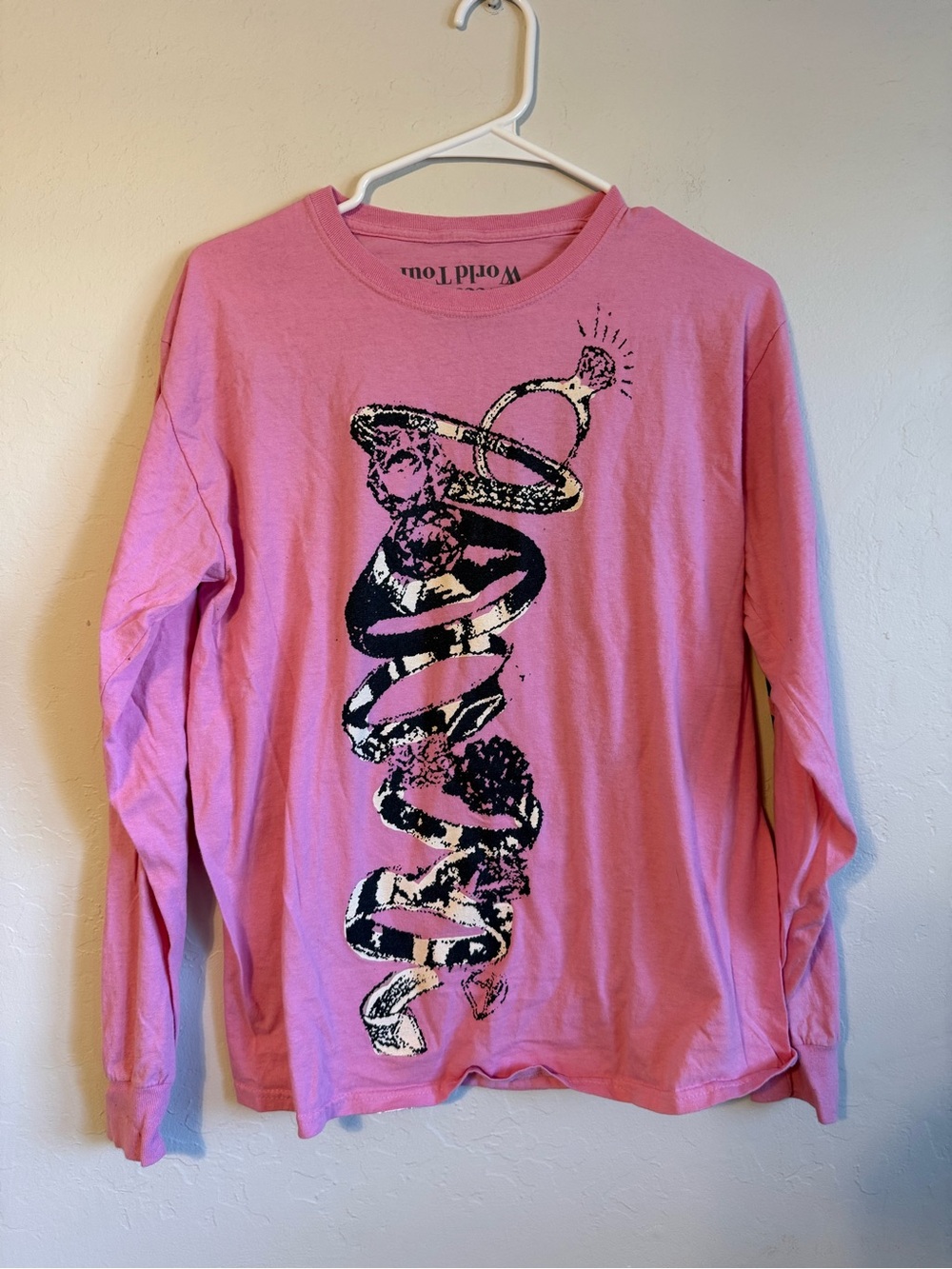 Sweetener World Tour Long-Sleeve Tee with Black and Pink 7 Rings